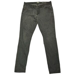 7 For All Mankind Gwenevere Black Skinny Jeans – Leopard Back Pocket – Size 28